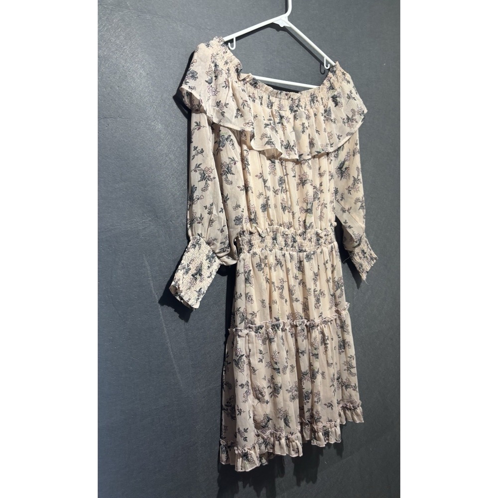 Hayden Los Angeles Dress Womens S Floral Ruffle Off Shoulder Smocked Waist Tired - Picture 11 of 16